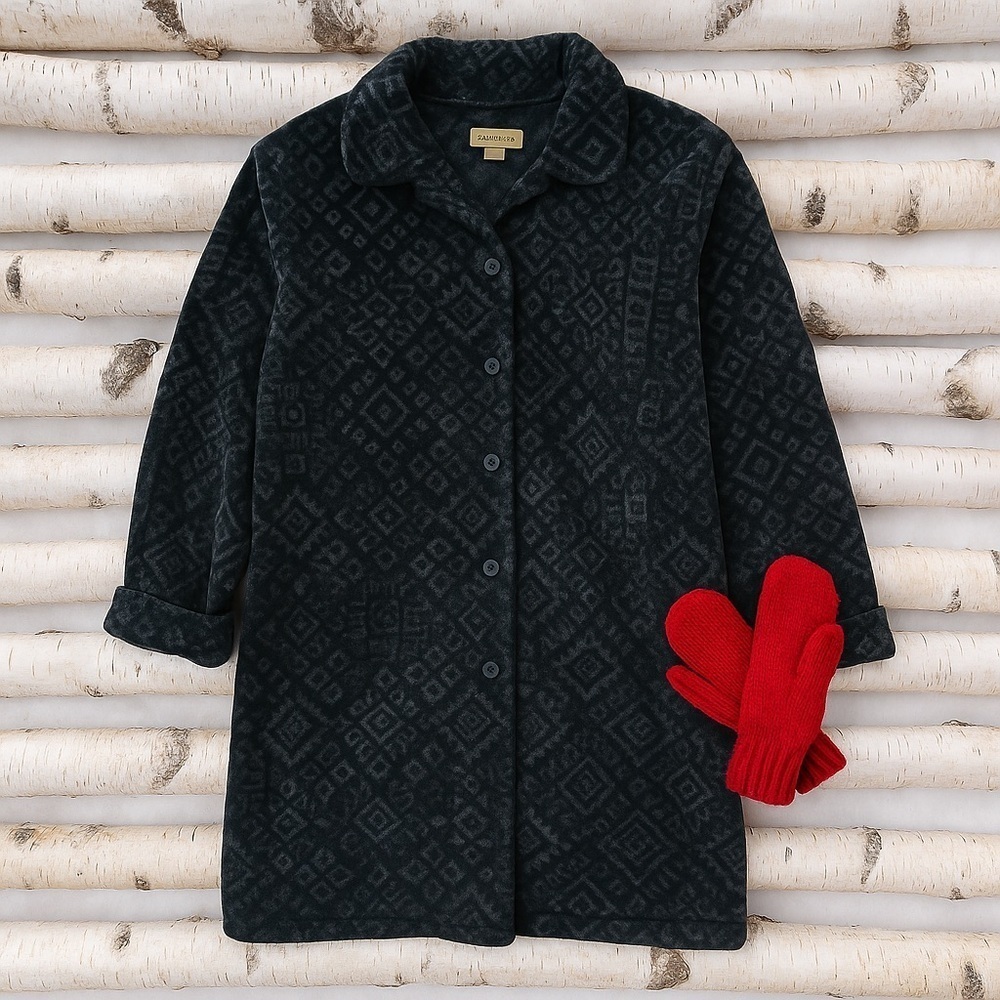 Maralyce Ferree Fleece Coat Medium Black Gray
